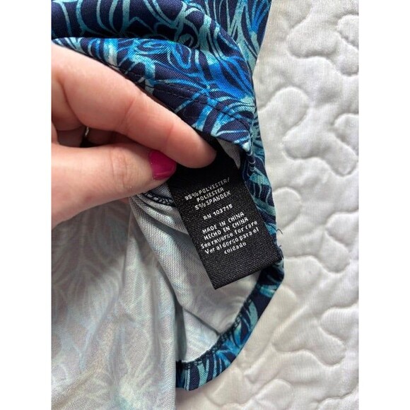 Zac & Rachel Blue Floral Print Vneck Flowy Blouse size large - Picture 3 of 5